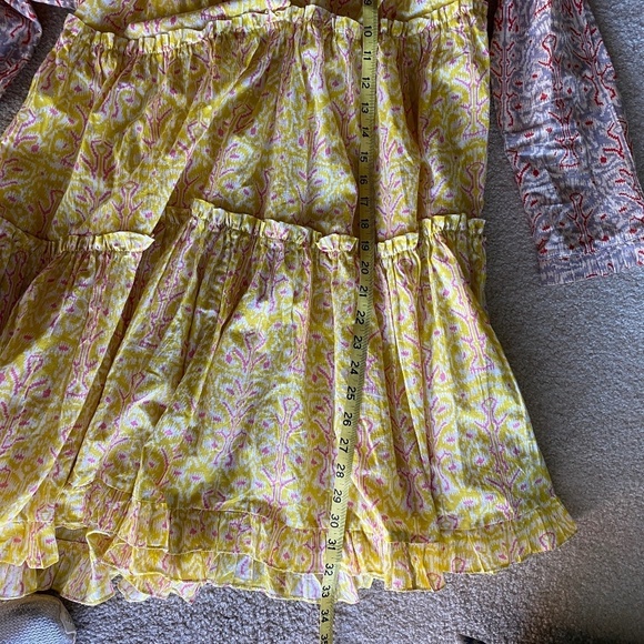 Charina Sarte‎ Swing Mini Dress Women's S Yellow Pink Poppy India Print - Picture 15 of 16